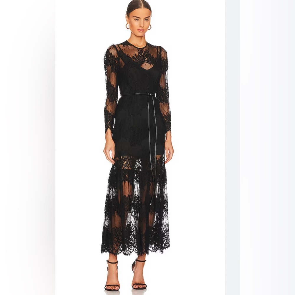 Karina Grimaldi black lace maxi dress
